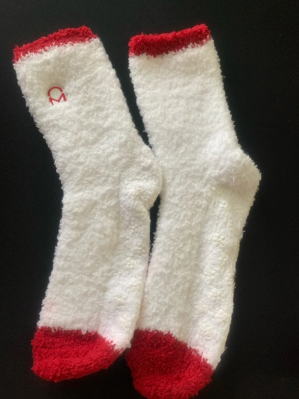 Cozy Red & White Striped Fuzzy Socks pack of 3